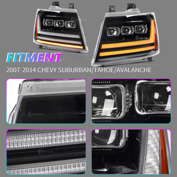 LED Headlights Assembly for Chevrolet Avalanche Tahoe for Suburban 2007-2014