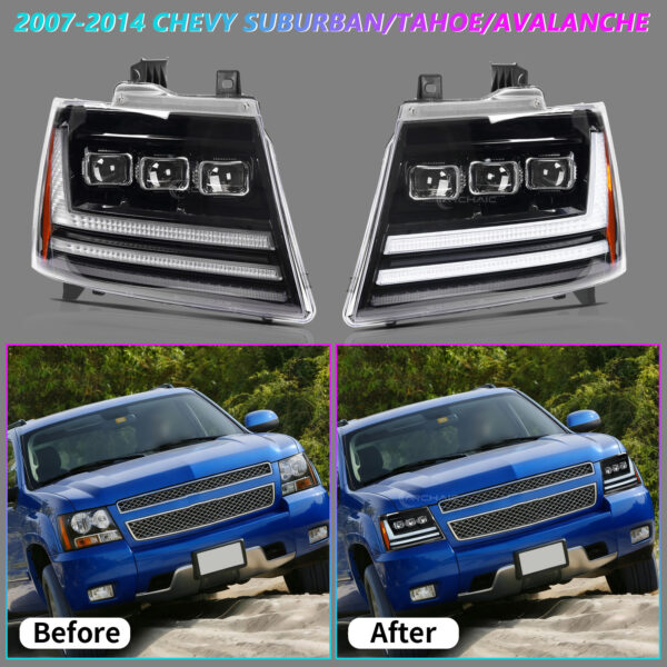 LED Headlights Assembly for Chevrolet Avalanche Tahoe for Suburban 2007-2014