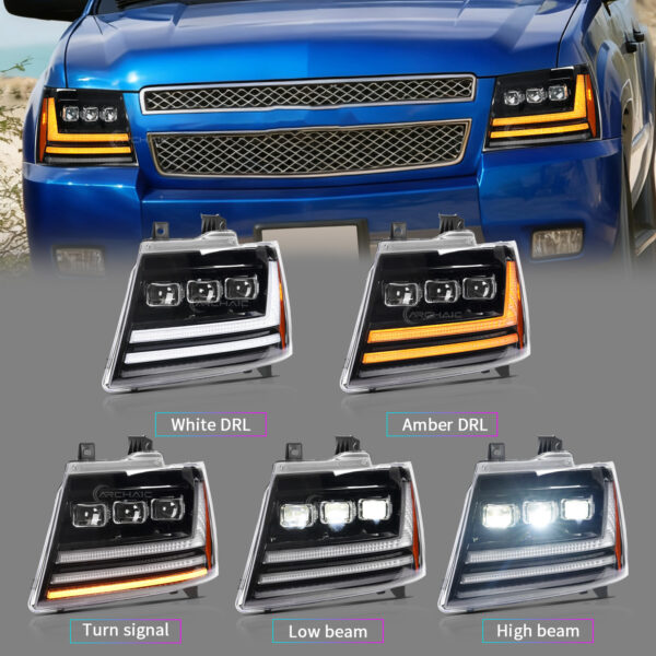 LED Headlights Assembly for Chevrolet Avalanche Tahoe for Suburban 2007-2014