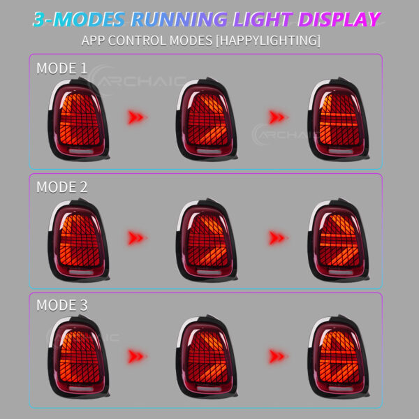 DY-F56-2520A-R (13) 3 Modes Tail Lights for 3rd Gen Mini Cooper F55/F56/F57 2014-2024