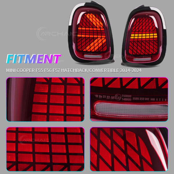 DY-F56-2520A-R (2) 3 Modes Tail Lights for 3rd Gen Mini Cooper F55/F56/F57 2014-2024