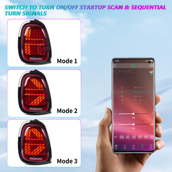 DY-F56-2520A-R (3) 3 Modes Tail Lights for 3rd Gen Mini Cooper F55/F56/F57 2014-2024