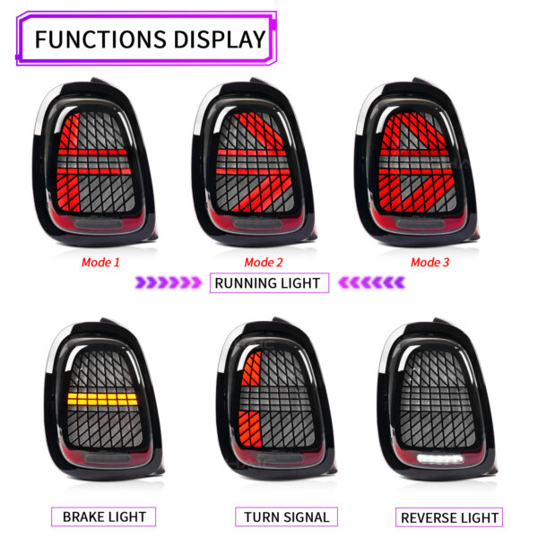 DY-F56-2520A-S1 (2) 3 Modes LED Taillights for Mini Cooper 3rd Gen F55/F56/F57 Hatchback Convertible 2014-2024 for Rear Lamp Retrofit DOT/E-mark Certified