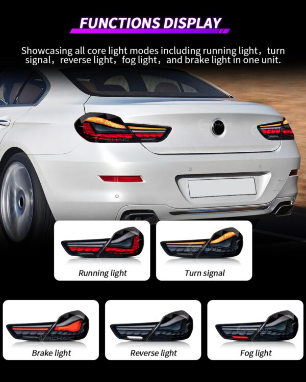 Archaic Auto Red LED Tail Light for BMW 6 Series F06 F12 F13 2011-2018 640i/640d/650i/M6 Plug+Play Factory Design Back Lights