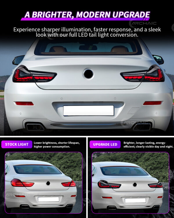 Archaic Auto Red LED Tail Light for BMW 6 Series F06 F12 F13 2011-2018 640i/640d/650i/M6 Plug+Play Factory Design Back Lights